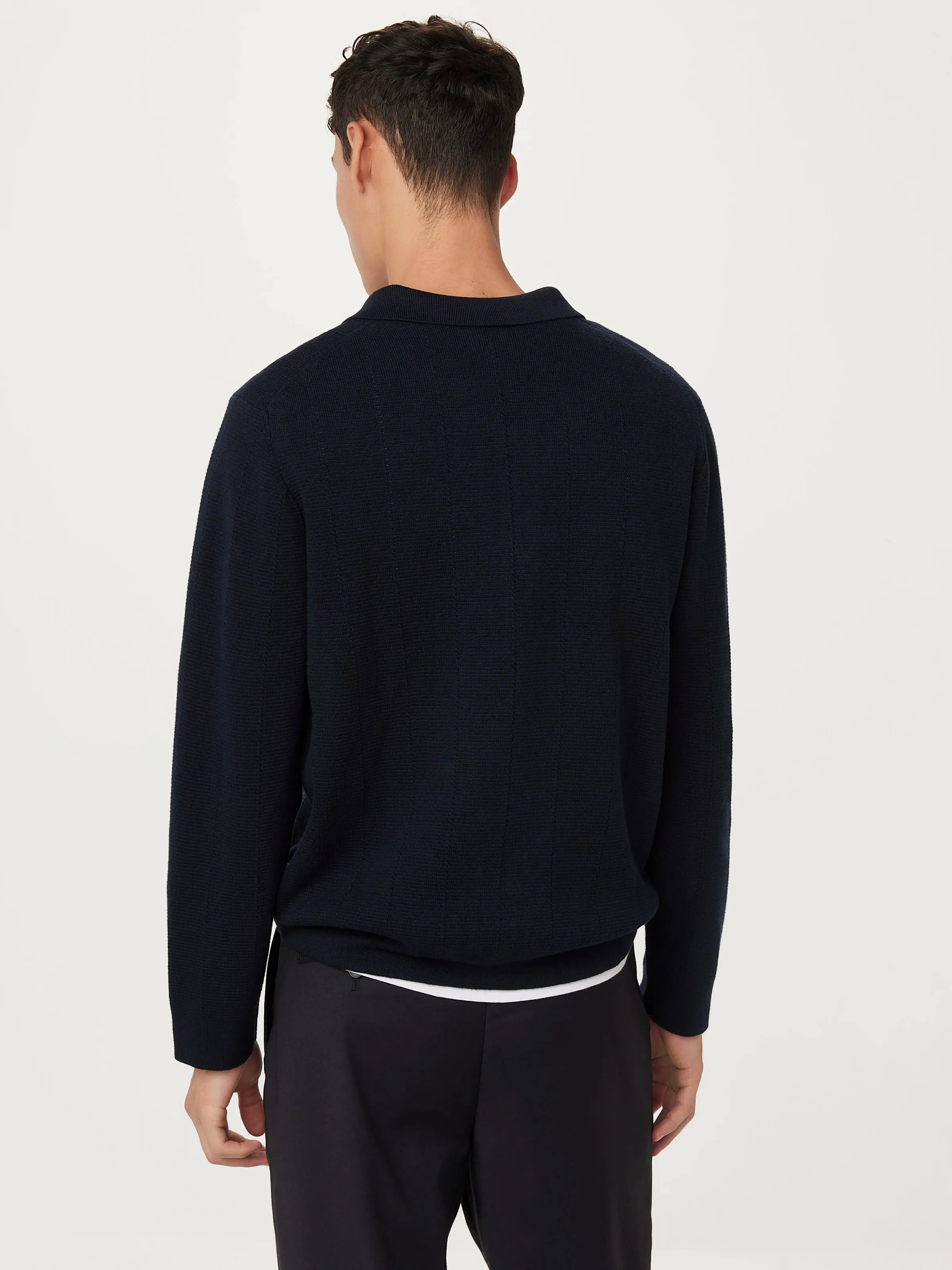 The Pointelle Knit Overshirt  in Deep Blue