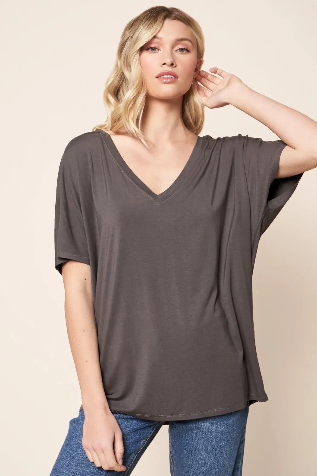 The Weekday V Neck Dolman Jersey Knit T Shirt