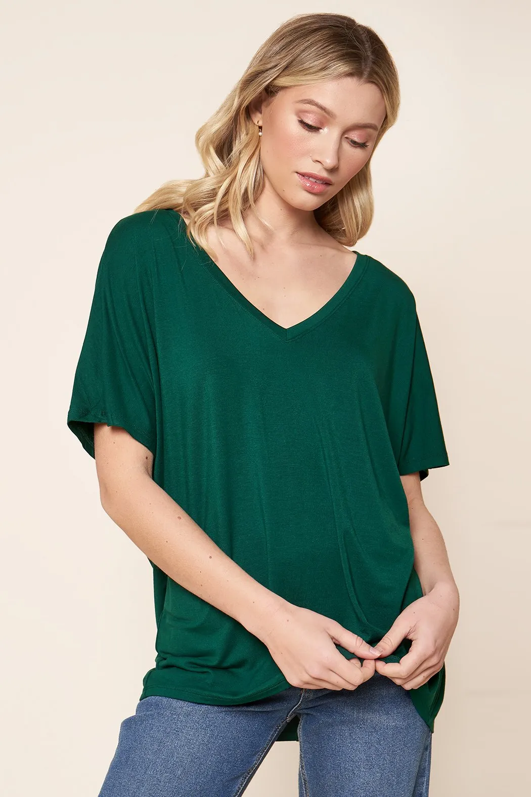 The Weekday V Neck Dolman Jersey Knit T Shirt