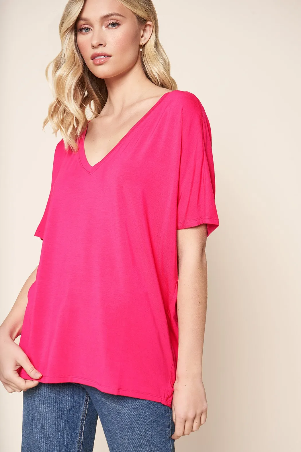 The Weekday V Neck Dolman Jersey Knit T Shirt