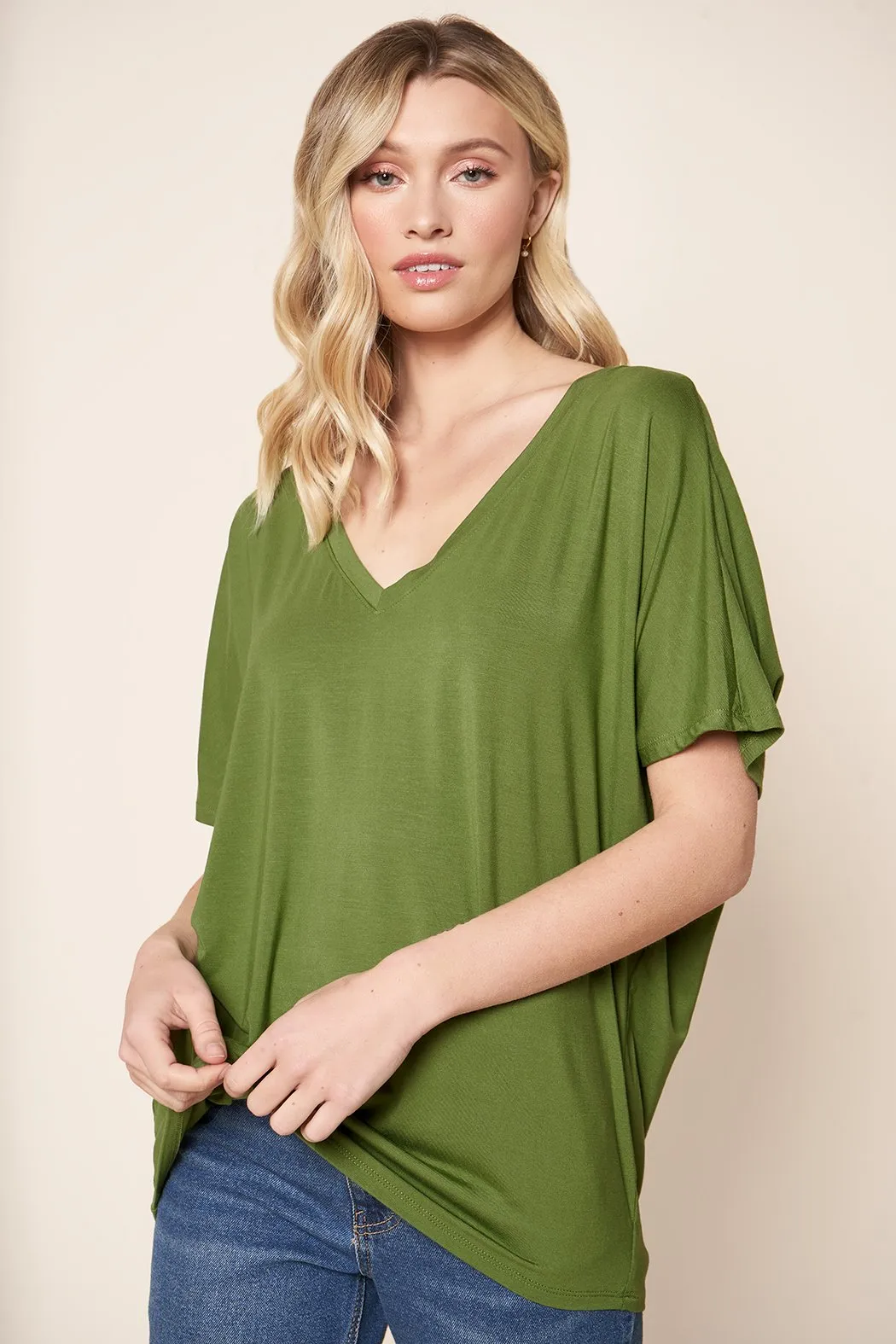 The Weekday V Neck Dolman Jersey Knit T Shirt