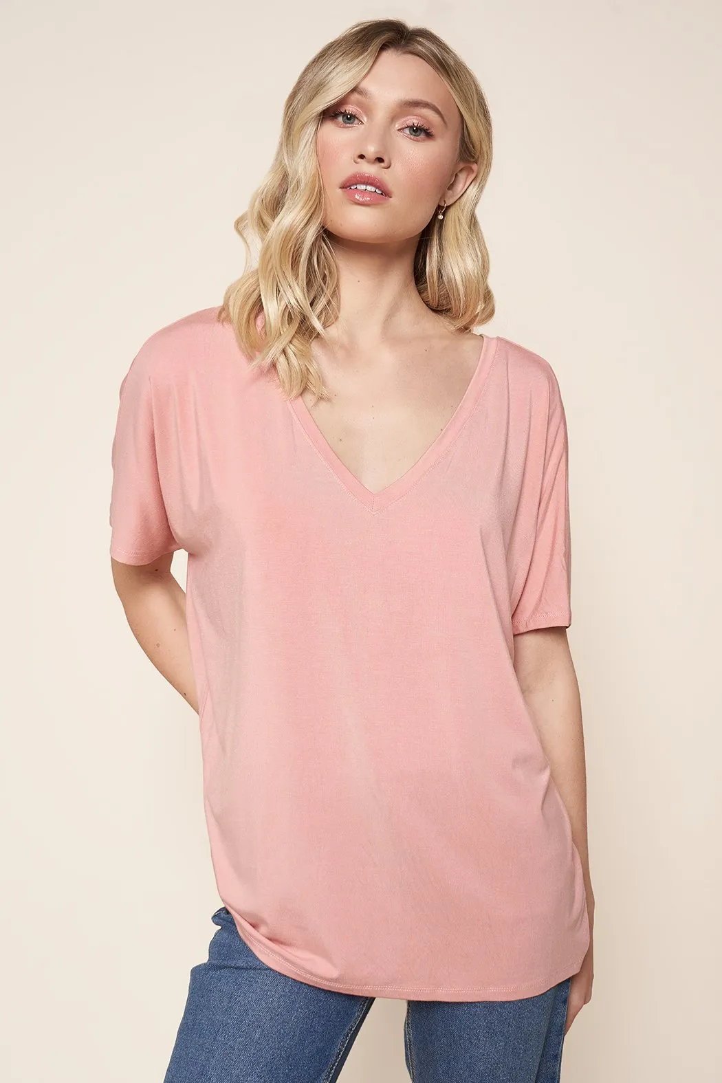 The Weekday V Neck Dolman Jersey Knit T Shirt