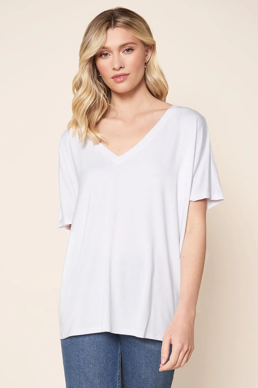 The Weekday V Neck Dolman Jersey Knit T Shirt