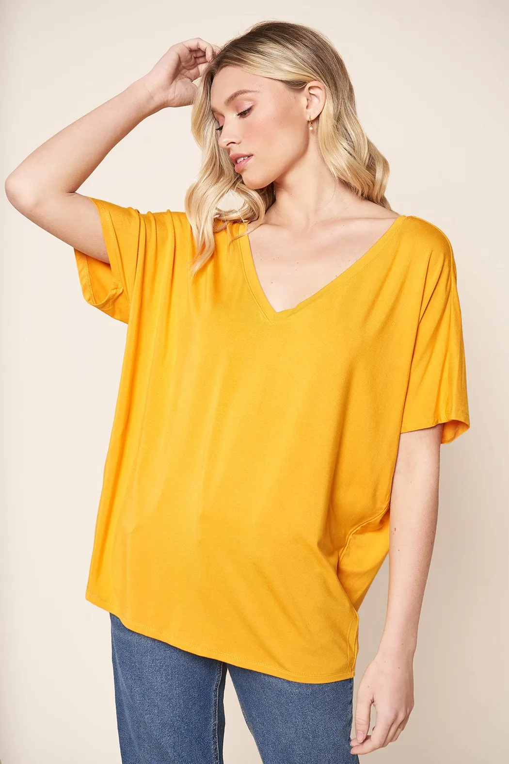 The Weekday V Neck Dolman Jersey Knit T Shirt