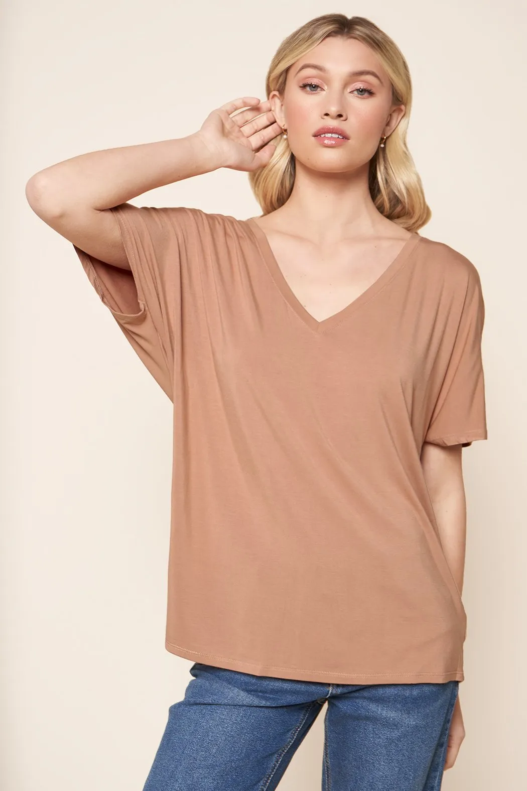 The Weekday V Neck Dolman Jersey Knit T Shirt