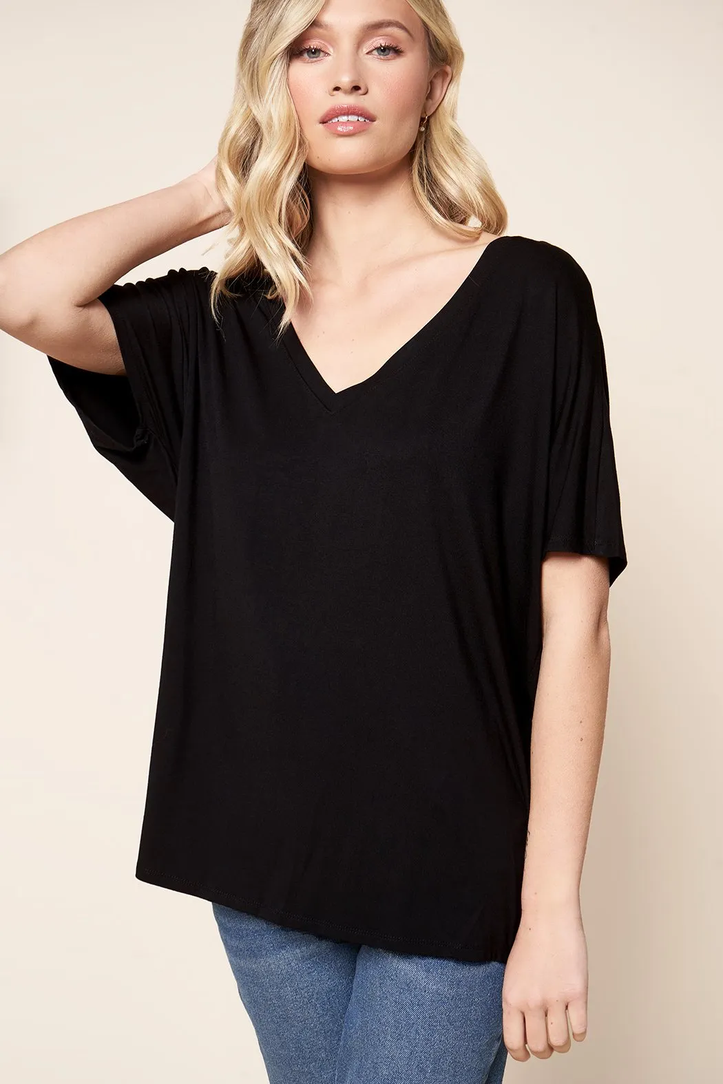 The Weekday V Neck Dolman Jersey Knit T Shirt