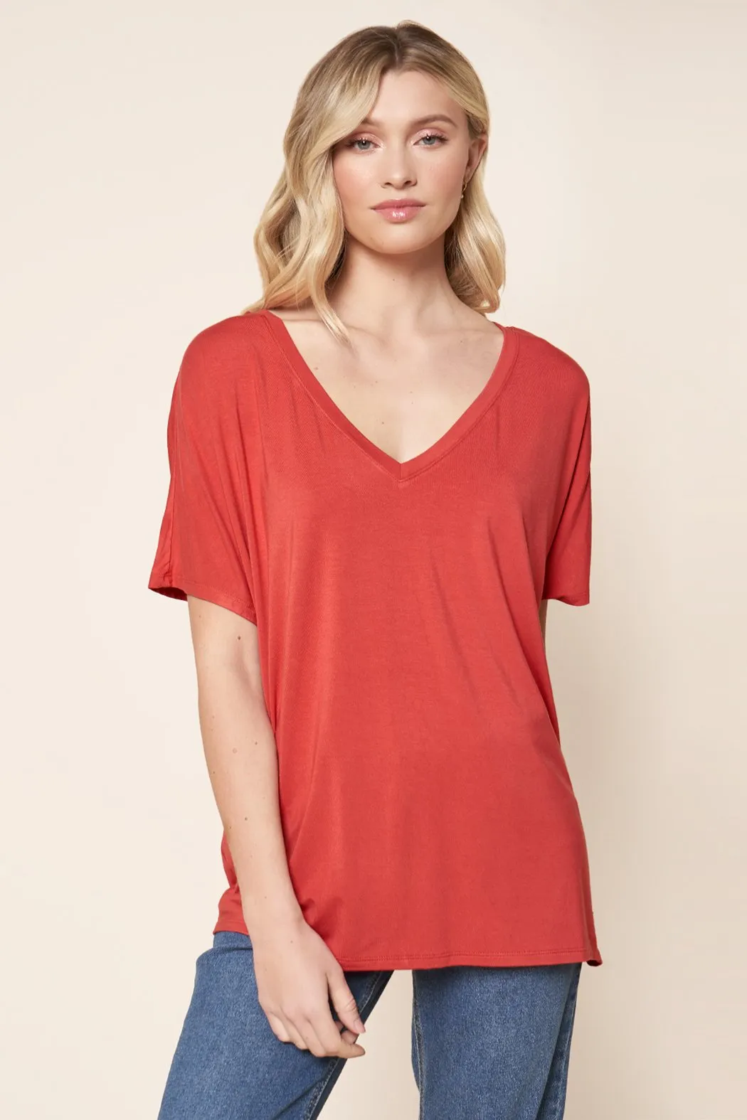 The Weekday V Neck Dolman Jersey Knit T Shirt