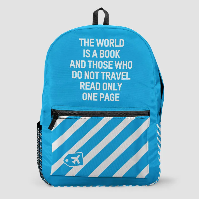 Vintage The World Is A Book Backpack