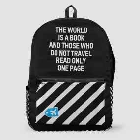 Vintage The World Is A Book Backpack