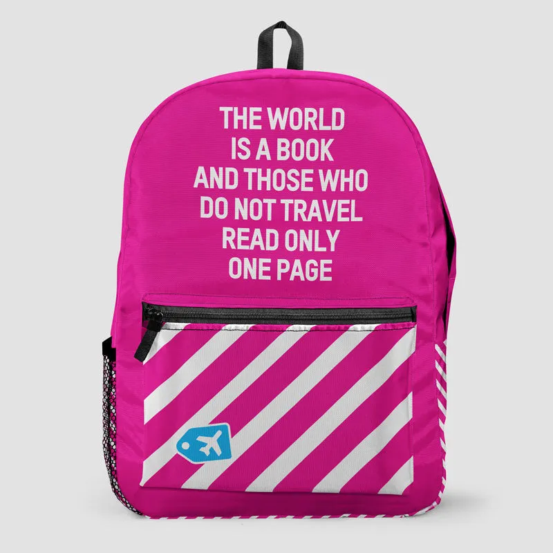 Vintage The World Is A Book Backpack