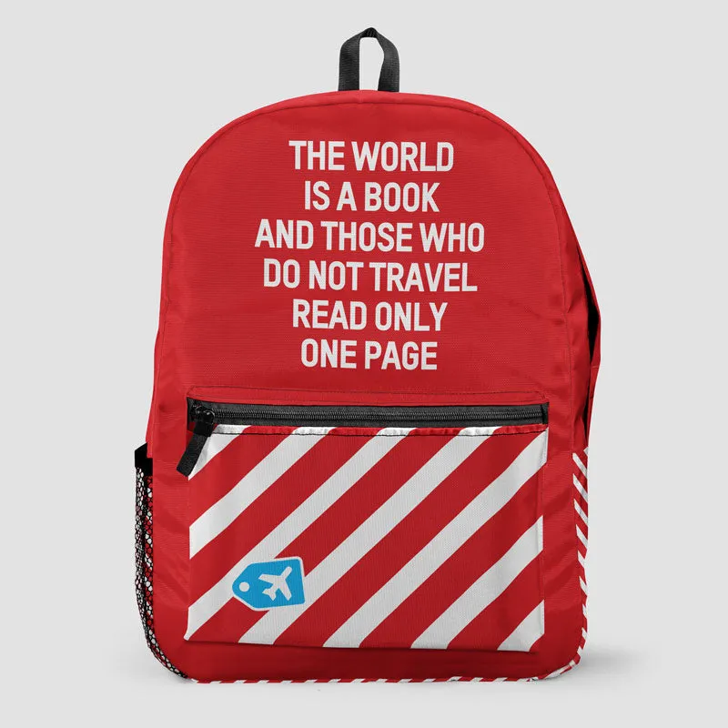 Vintage The World Is A Book Backpack