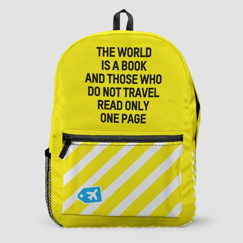 Vintage The World Is A Book Backpack