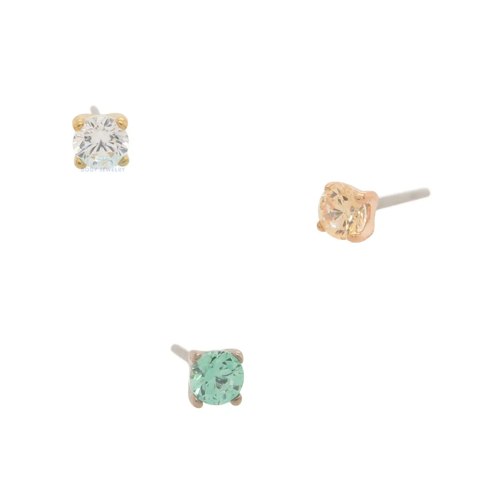 threadless: 2mm Tiffany Prong-Set Brilliant-Cut Gem End in Gold