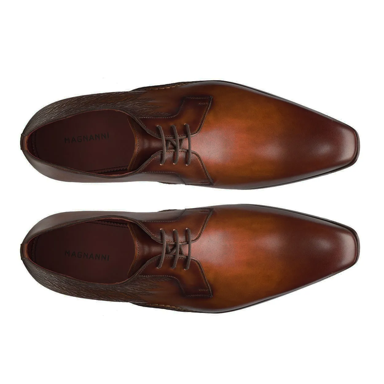 Tobacco Laser Print / Calf-Skin Leather Derby Oxfords (MAGS1124) by Magnanni 24834 Hayos