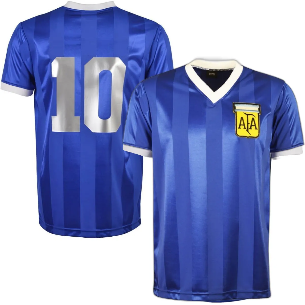 TOFFS - Argentina Retro Football Away Shirt WC 1986 + Number 10 (Maradona)