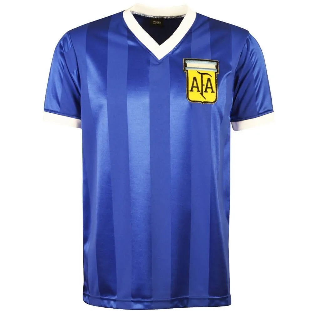 TOFFS - Argentina Retro Football Away Shirt WC 1986 + Number 10 (Maradona)