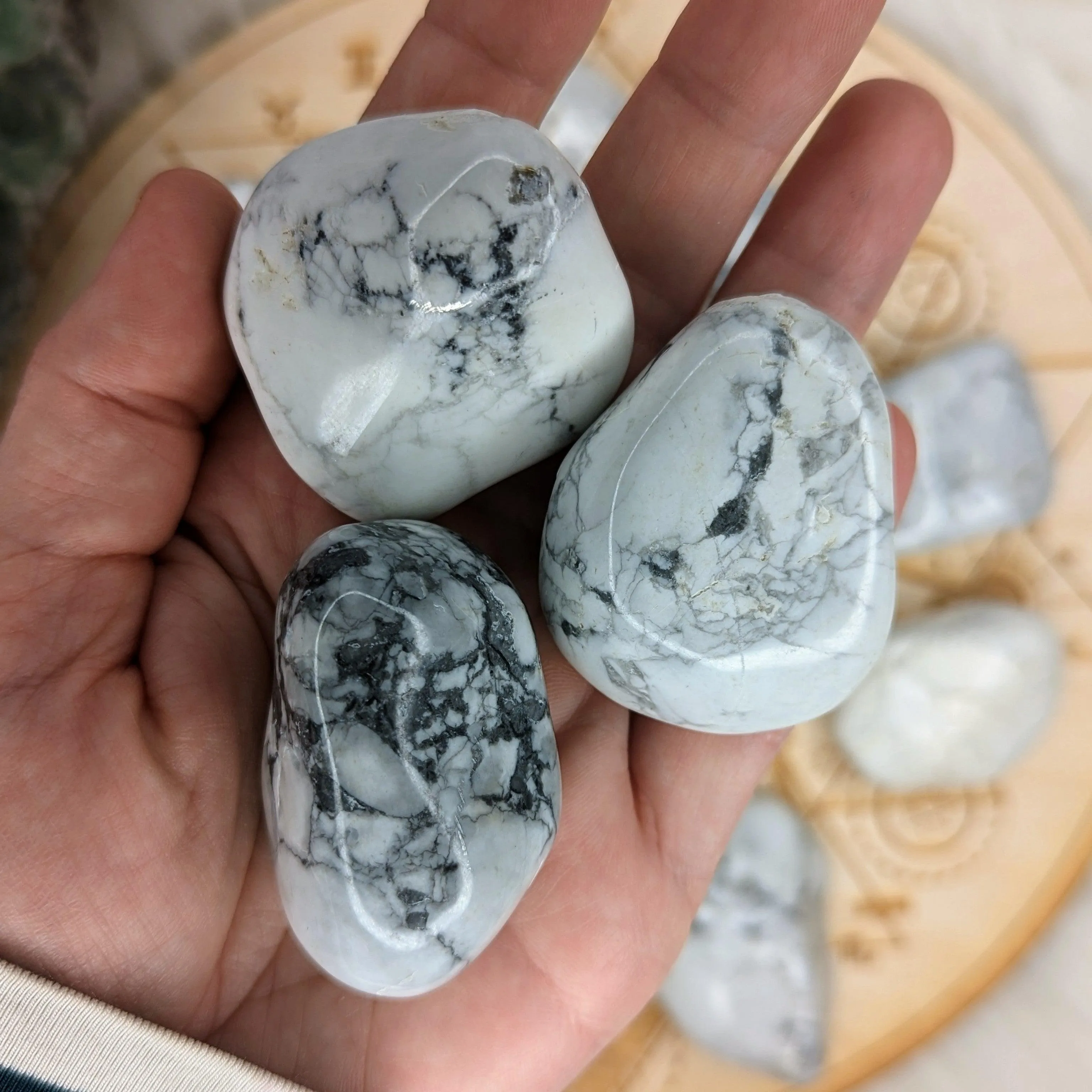 Tumbled and Beautifully Polished Howlite from South Africa ~ Set of 3