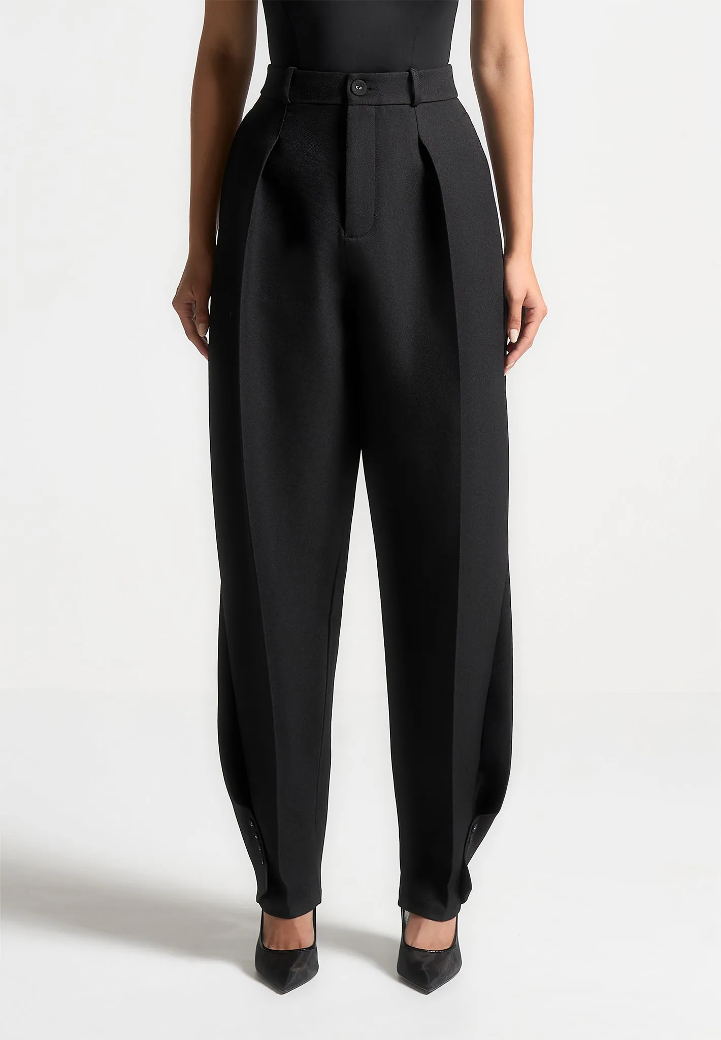 Twist Leg Tailored Trousers - Black