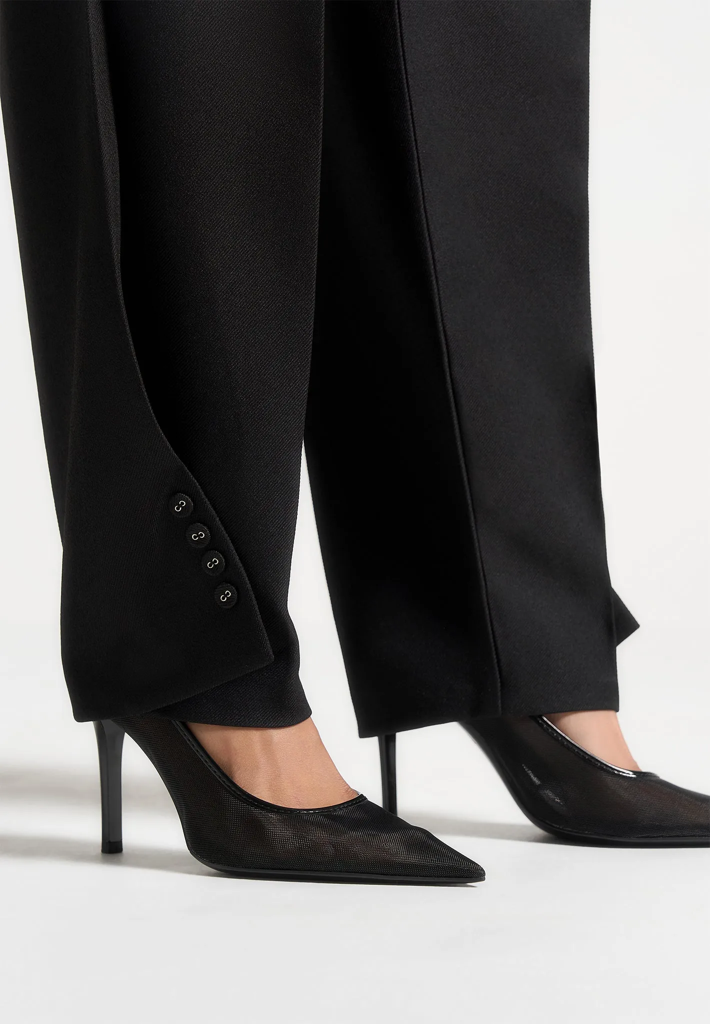 Twist Leg Tailored Trousers - Black