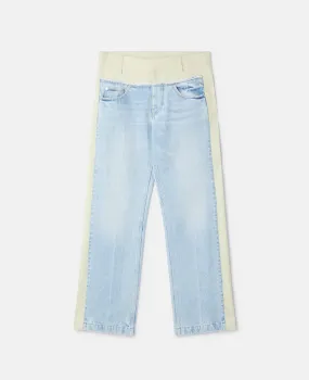 Two-Tone Panelled Straight Leg Jeans