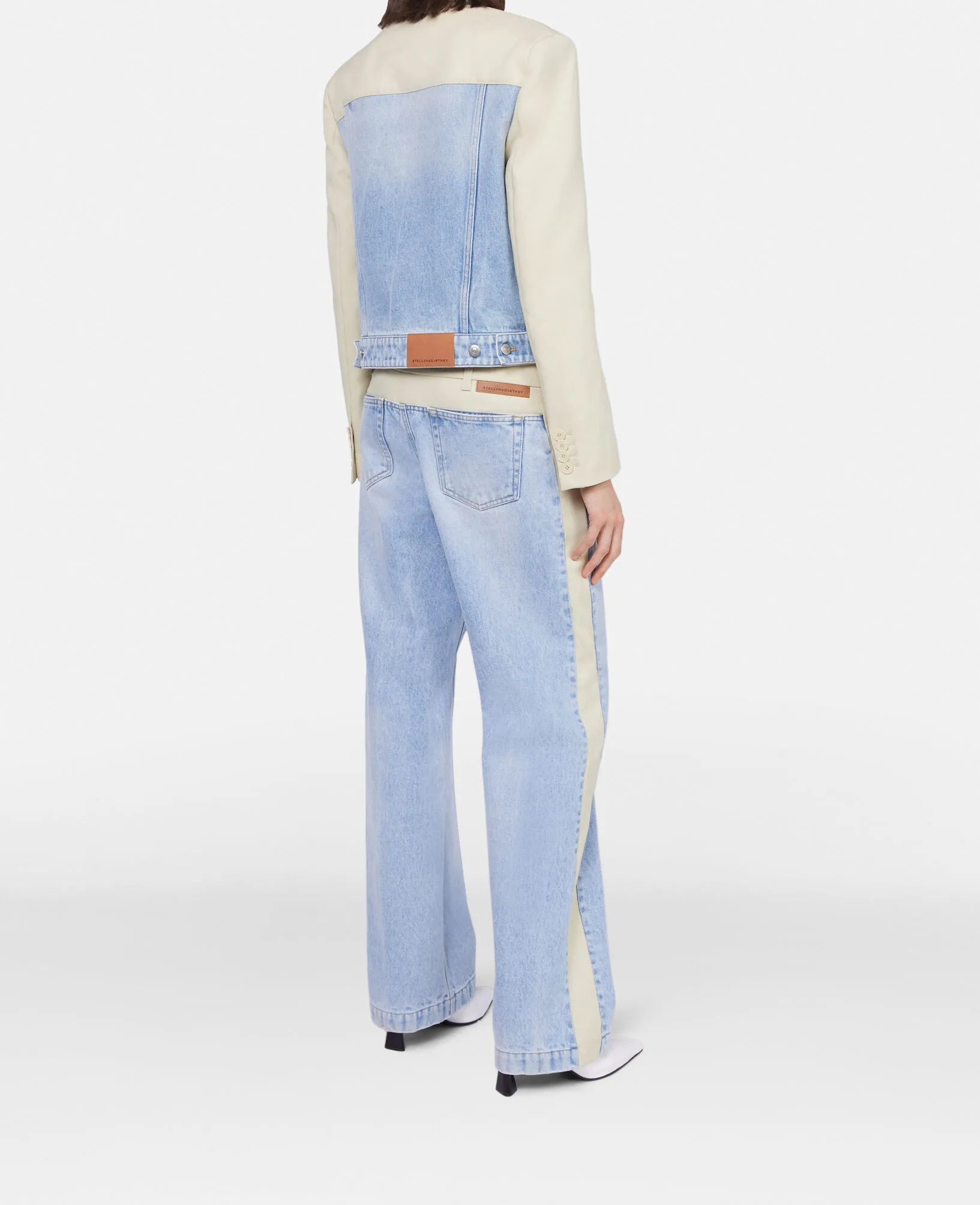 Two-Tone Panelled Straight Leg Jeans