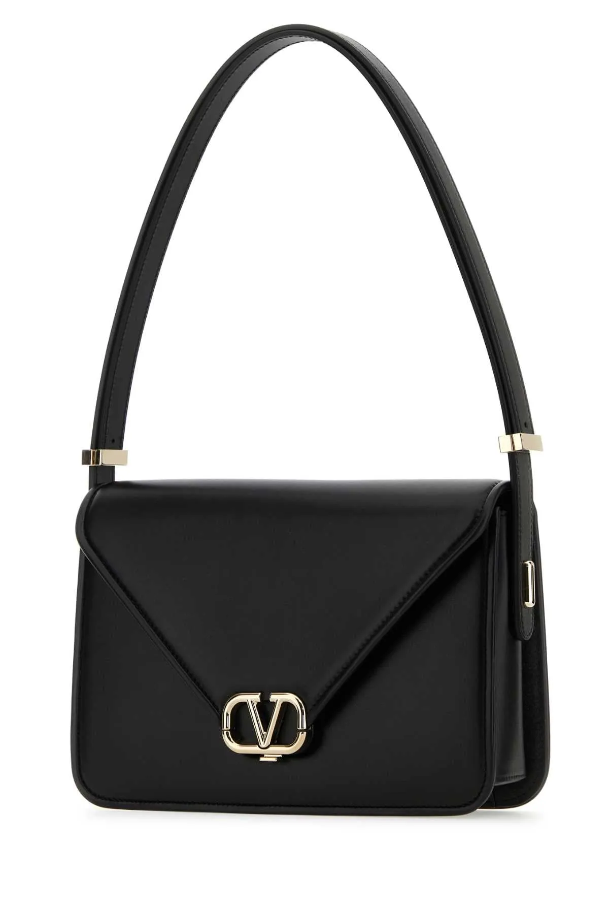 Valentino Garavani Black Leather V Logo Shoulder Bag