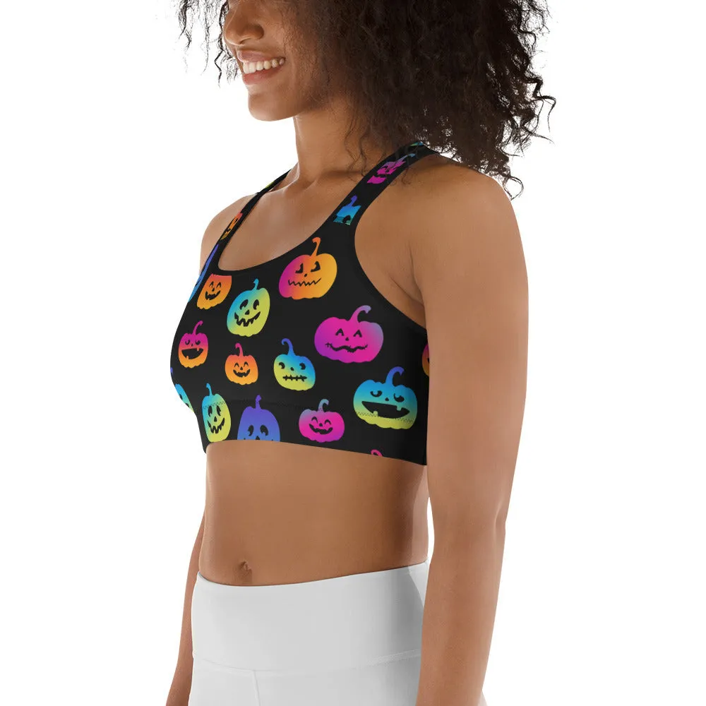 Vibrant Jack O'Lanterns Sports Bra