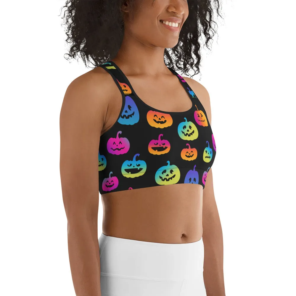 Vibrant Jack O'Lanterns Sports Bra