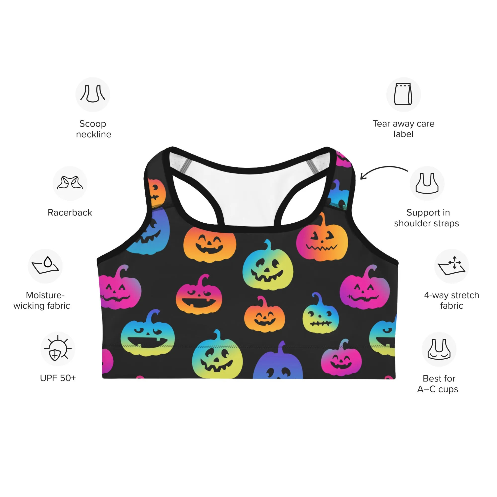 Vibrant Jack O'Lanterns Sports Bra