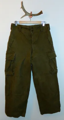 vintage 1950s canvas pants 50s French army cargo trousers 33 inch waist