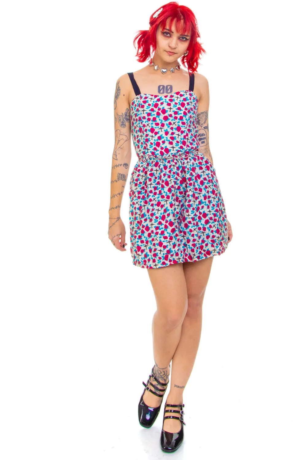 Vintage 90's Roses and Planes Mini Dress - XS