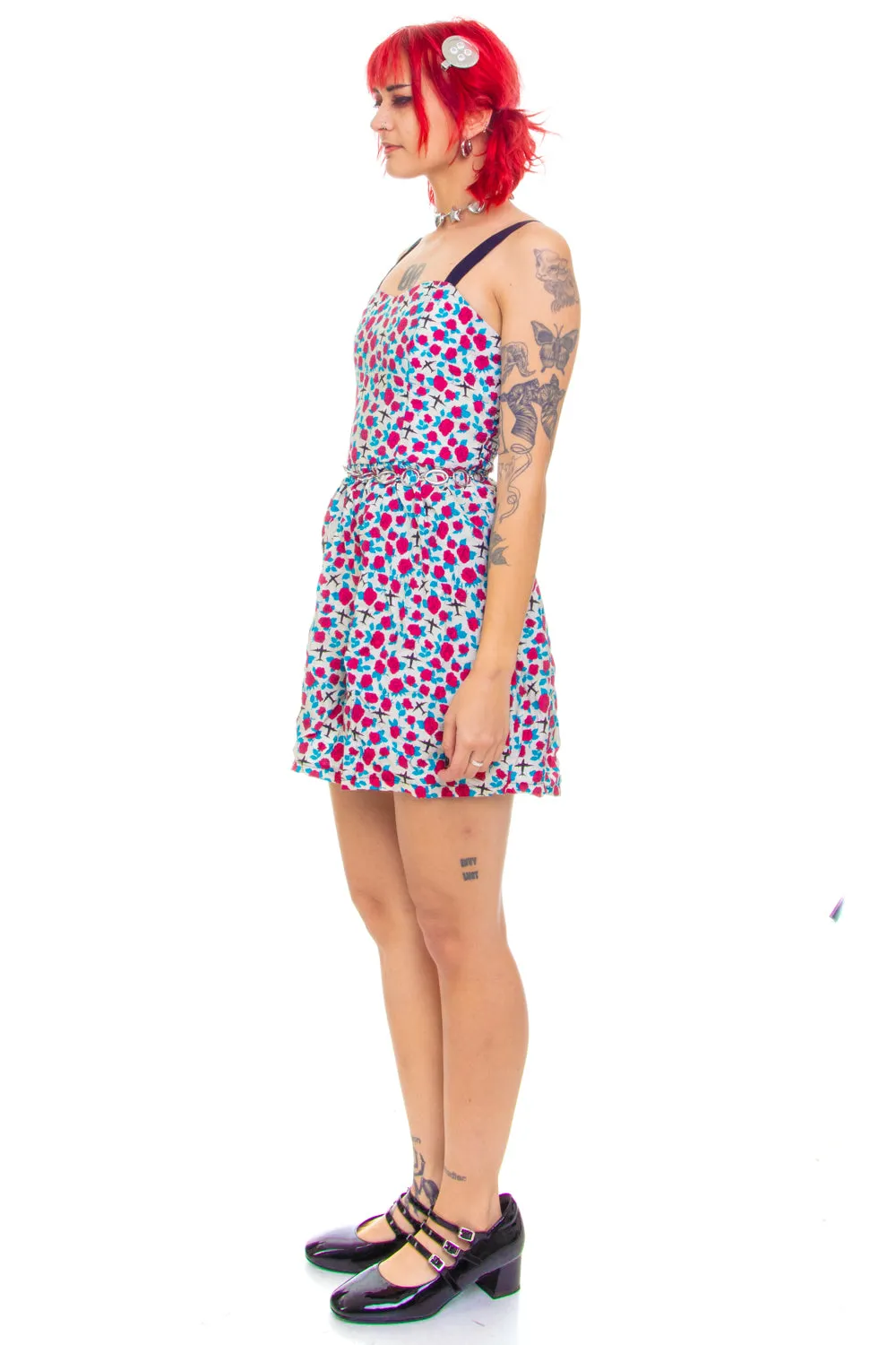 Vintage 90's Roses and Planes Mini Dress - XS