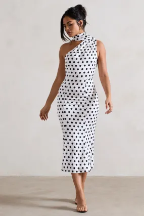 White Polka Dot Flared Midi Dress