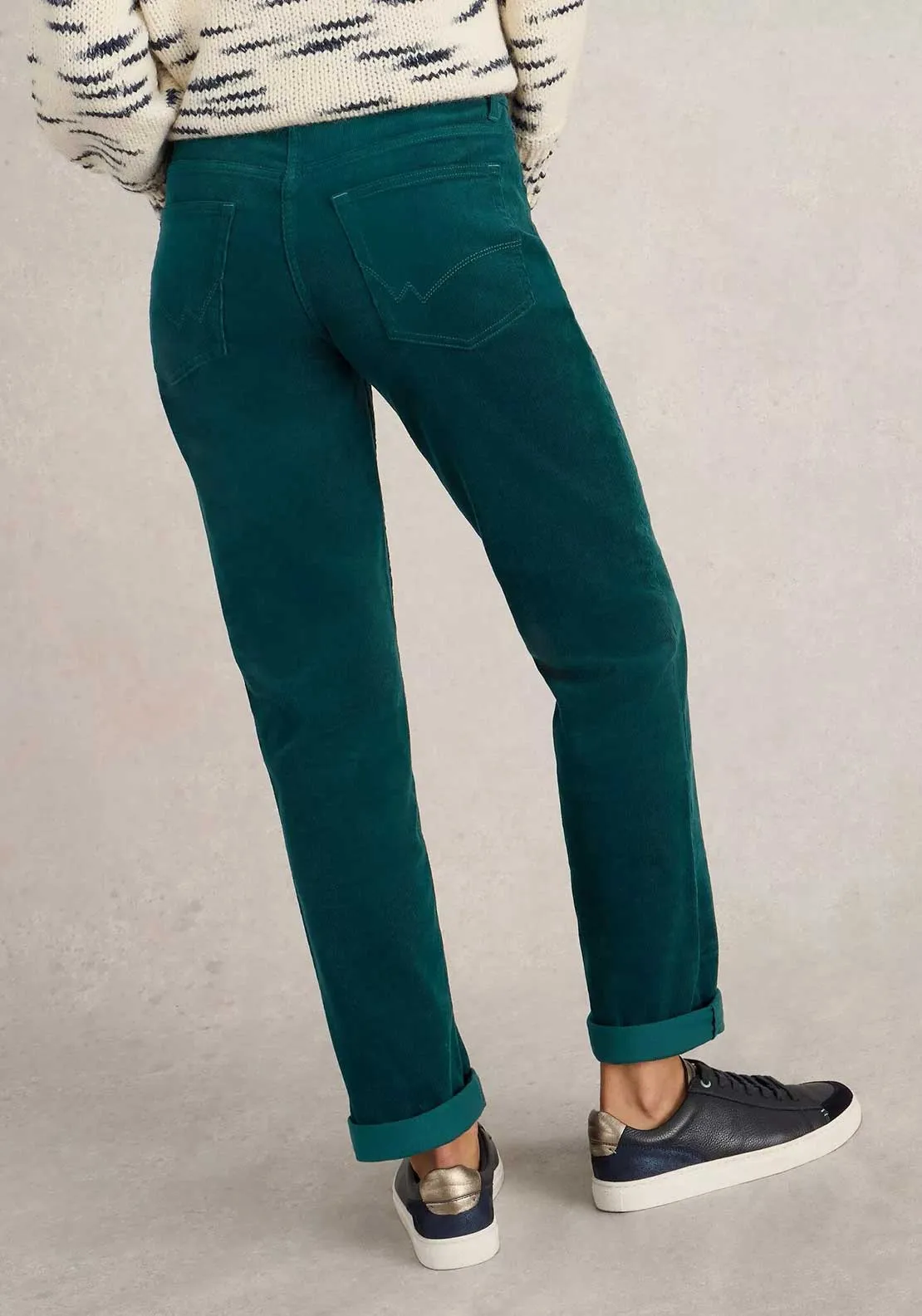 White Stuff Brooke Straight Cord Trousers, Dark Green