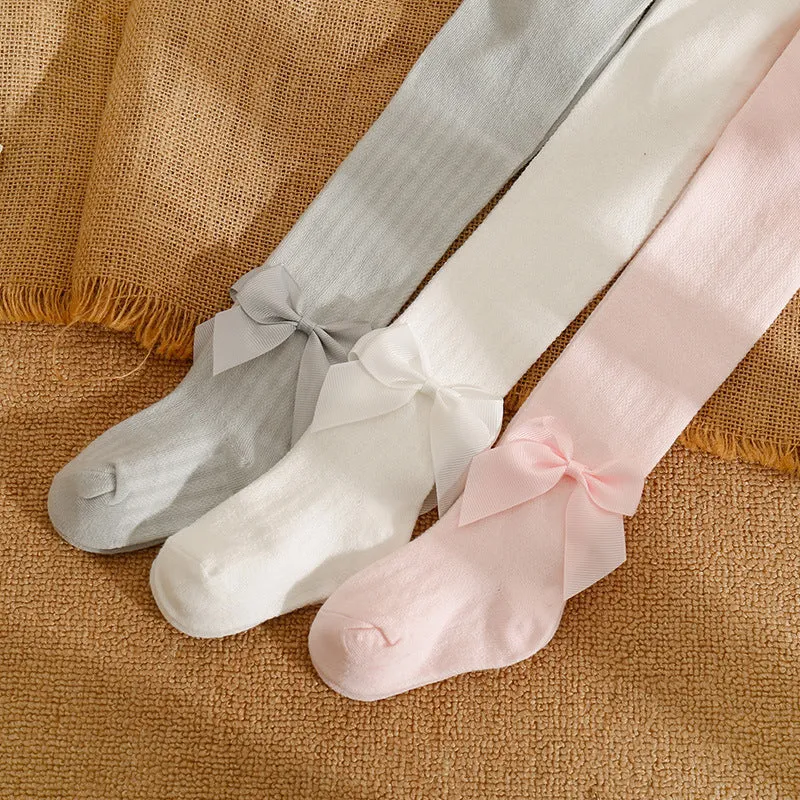 Bow Detail Solid Color Socks for Girls