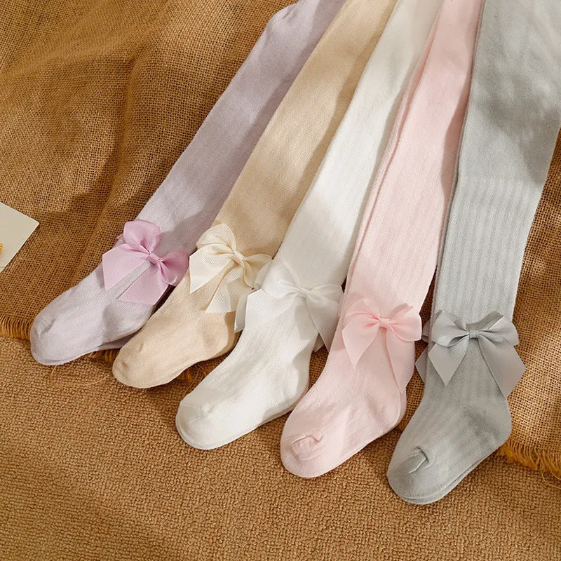 Bow Detail Solid Color Socks for Girls