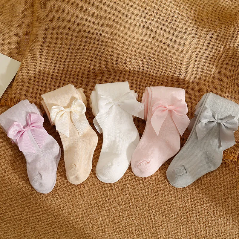 Bow Detail Solid Color Socks for Girls