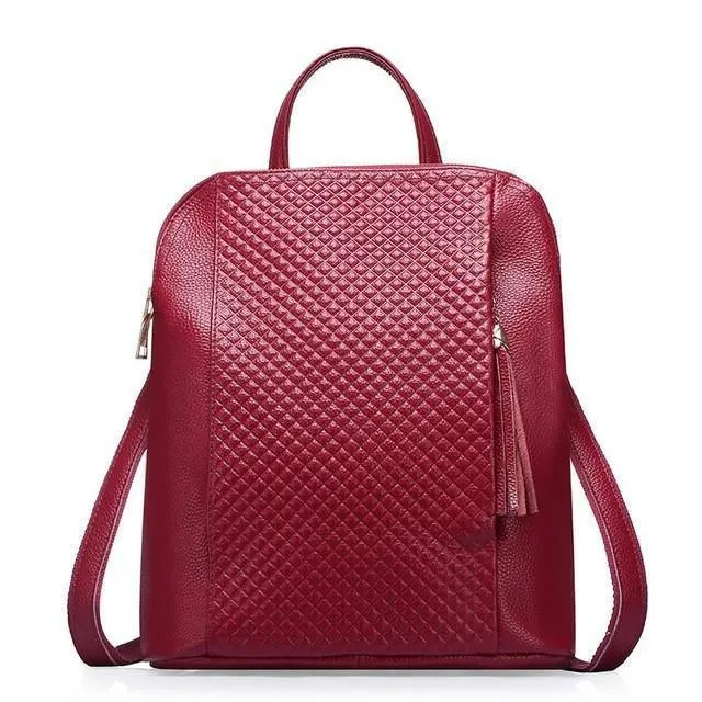 Women Leather Backpacks, Wine Red, Black, Navy Blue