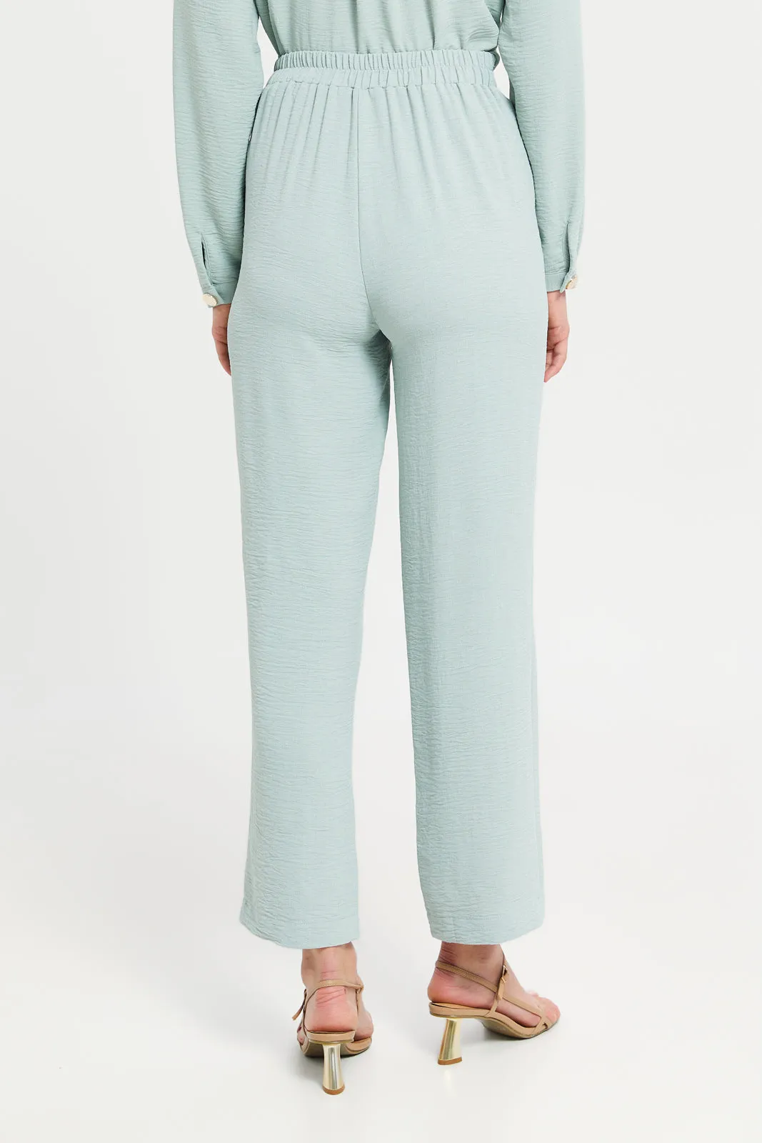 Women Mint Straight Fit Trousers