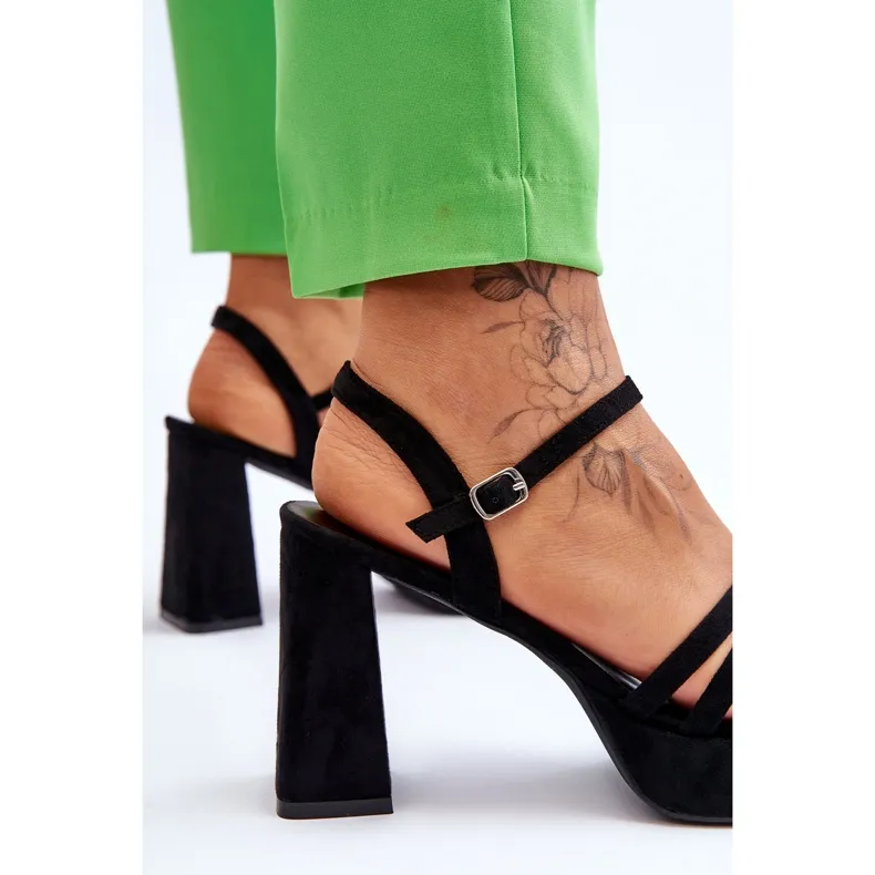 Women's Suede Heels And Platform Sandals Black Verda