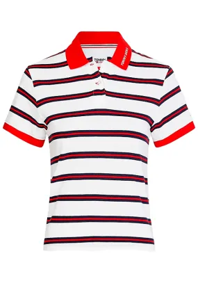 Tommy Hilfiger Women Short Sleeve Stripe Polo - Red