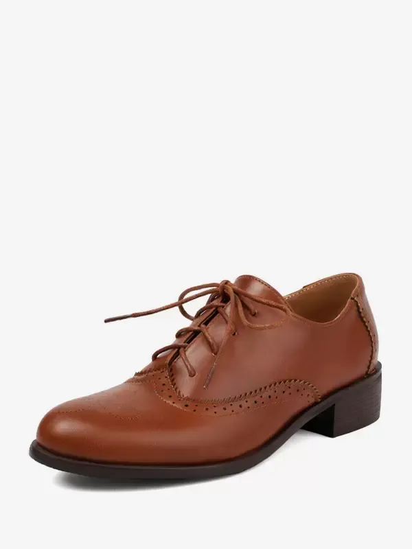 Women's Vintage Style Lace-Up Round Toe Oxfords