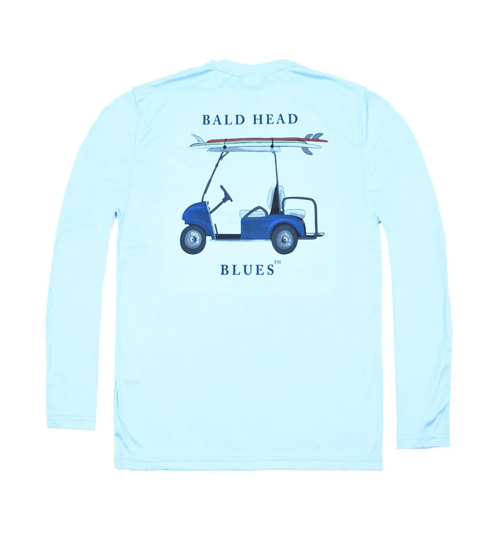 Youth Performance Arctic Blue Long Sleeve Golf Cart T-Shirt